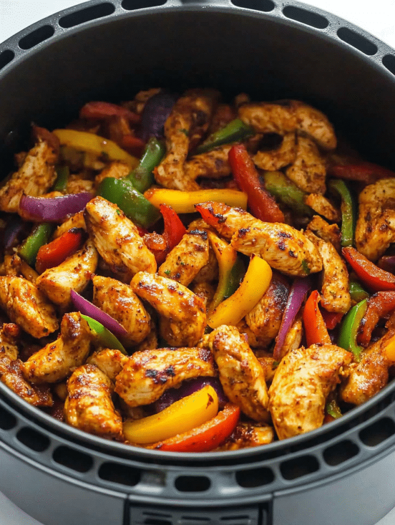 air fryer chicken fajitas with peppers
