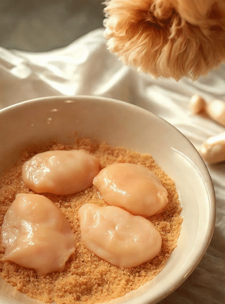 air fry chicken cutlets coating in breadcrumb mixture